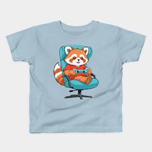 adorable Red Panda playing video game aesthetic Kids T-Shirt